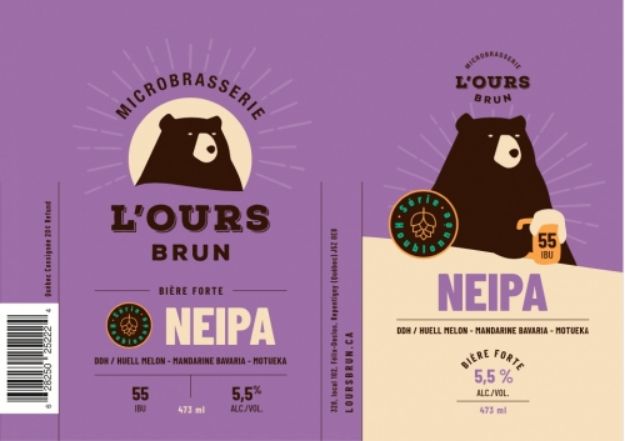 Microbrasserie L ours brun - NEIPA - DDH Huell Melon, Mandarina Bavaria & Motueka